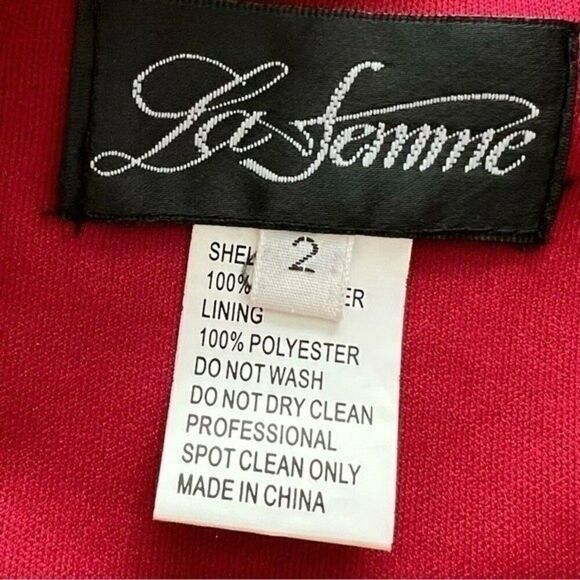 La Femme Red Side Cutout Gown Style 30439 NWT - Picture 7 of 12